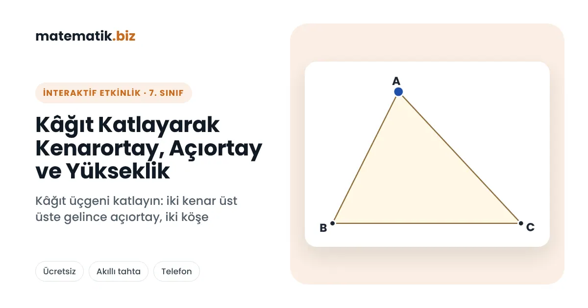 7. Sınıf Kâğıt Katlayarak Kenarortay, Açıortay ve Yükseklik (İnteraktif Etkinlik)