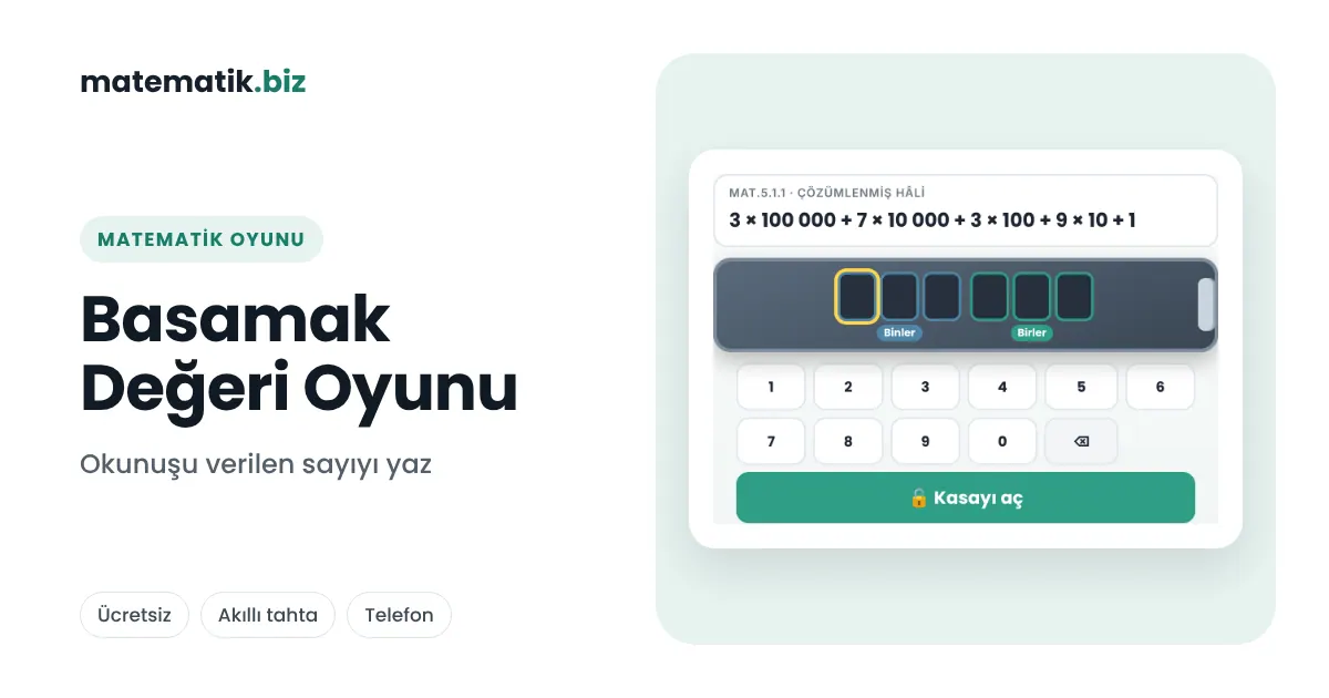 6. Sınıf Ondalık Gösterimde Basamak Değeri Oyunu