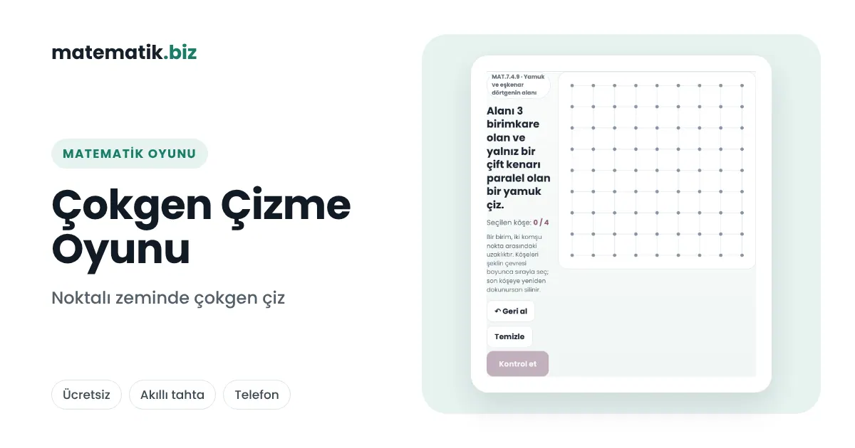 Noktalı Kâğıtta Çokgen Çizimi: Alanı ve Çevresi Verilen Şekli Kur