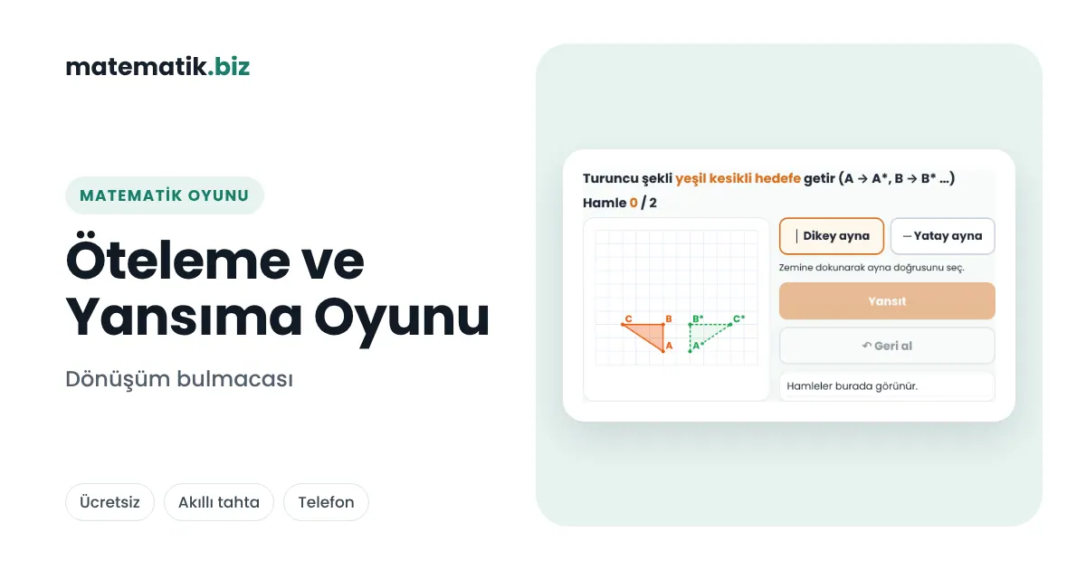 Dönüşüm Geometrisi Bulmacası: Yansıma ve Öteleme ile Şekli Taşı