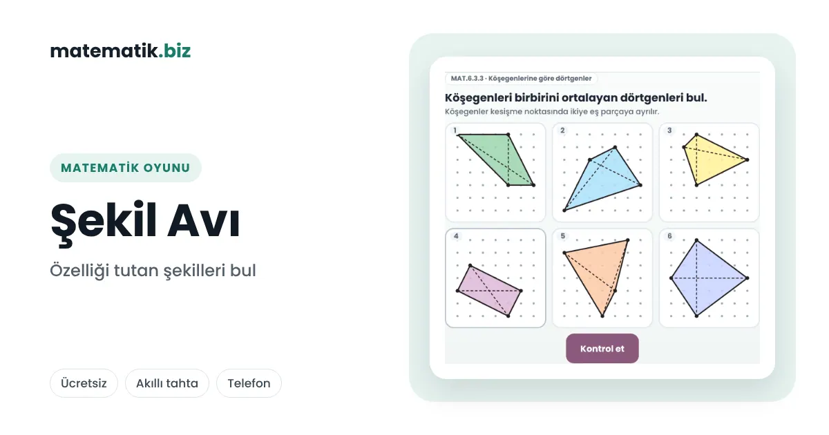 Geometrik Şekiller Oyunu: Üçgen ve Dörtgenleri Özelliğinden Tanı