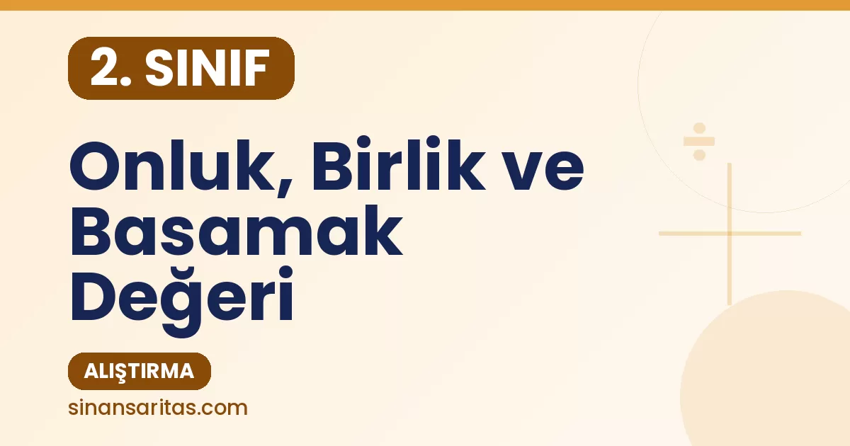 2. Sınıf Onluk, Birlik ve Basamak Değeri Alıştırması