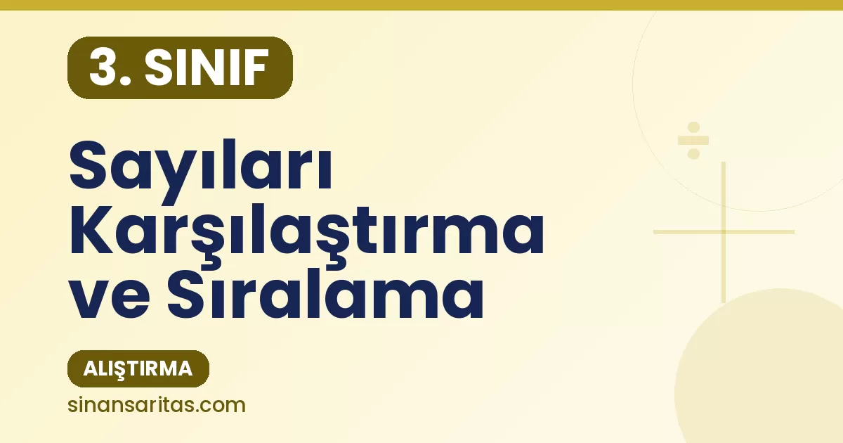 3. Sınıf Sayıları Karşılaştırma ve Sıralama Alıştırması