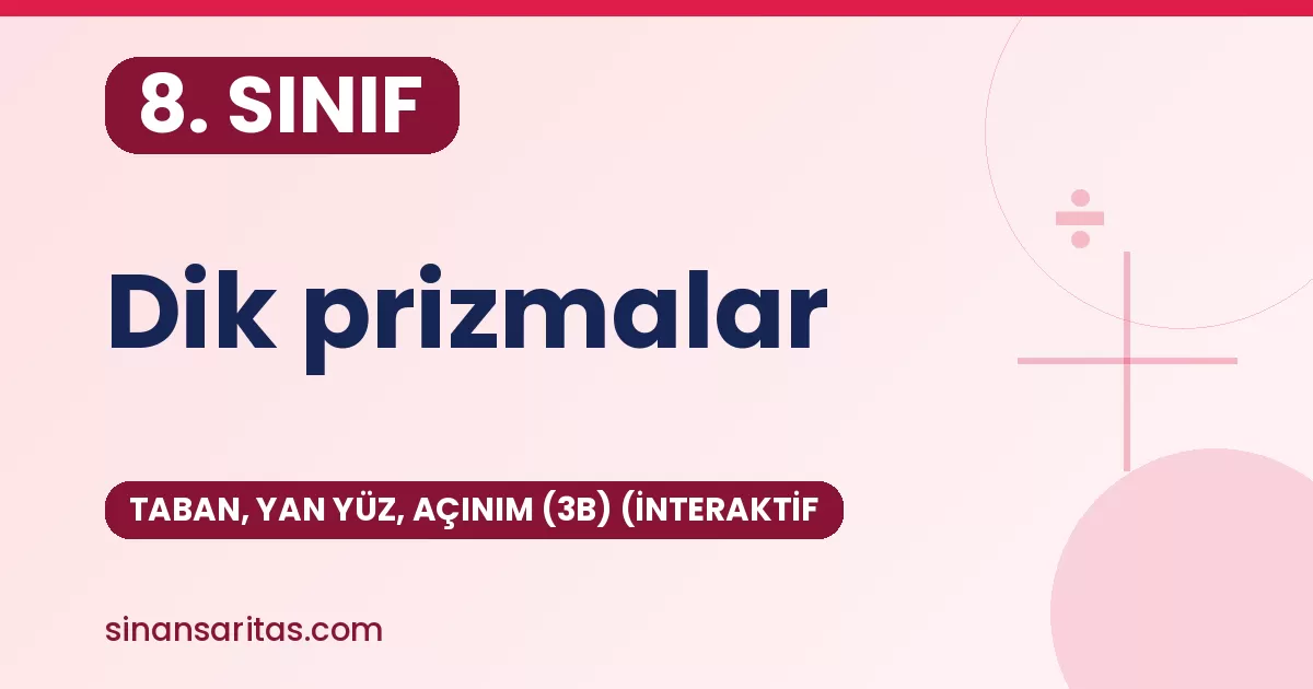 8. Sınıf Dik prizmalar: taban, yan yüz, açınım (3B) (İnteraktif Etkinlik)