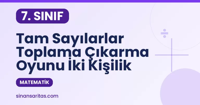 Tam Sayılarlar Toplama Çıkarma Oyunu İki Kişilik